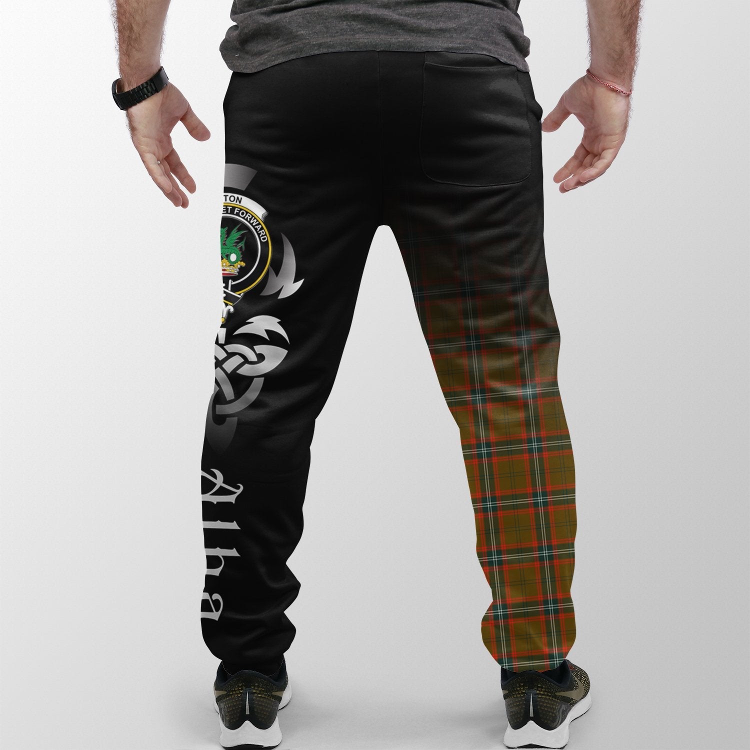 Seton Hunting Modern Tartan Crest Jogger Sweatpants - Alba Celtic Style