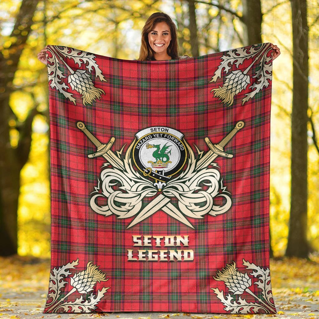 Seton Modern Tartan Gold Courage Symbol Blanket