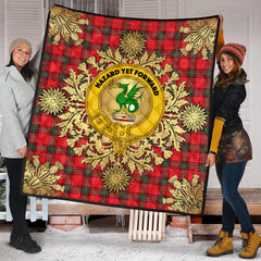 Seton Modern Tartan Crest Premium Quilt - Gold Thistle Style