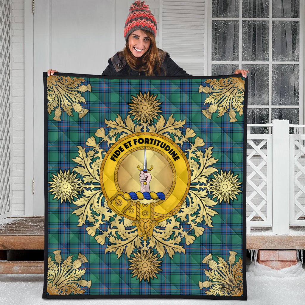 Shaw Ancient Tartan Crest Premium Quilt - Gold Thistle Style