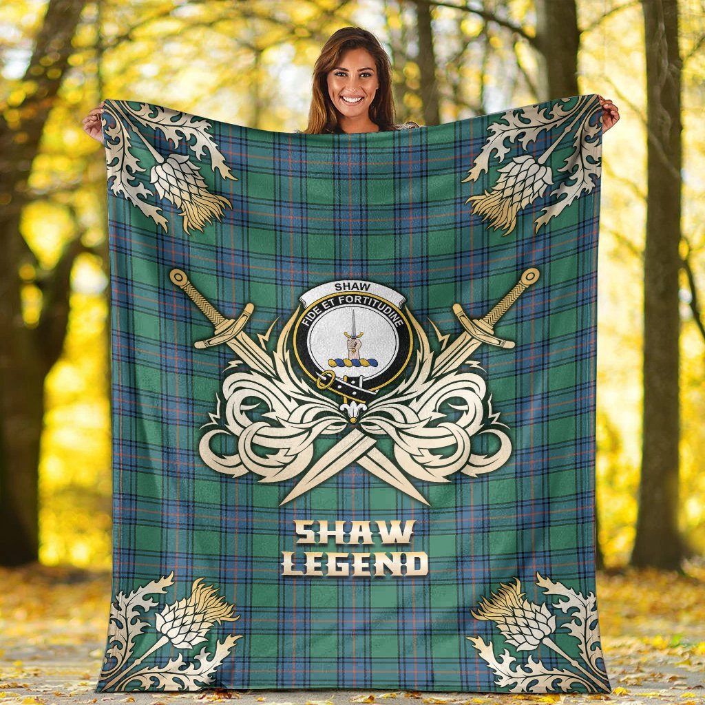 Shaw Ancient Tartan Gold Courage Symbol Blanket