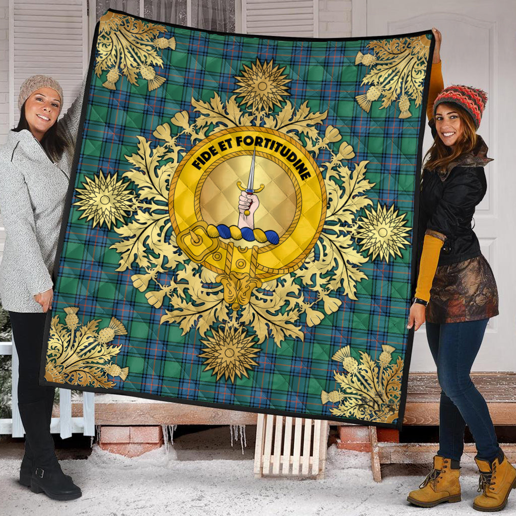 Shaw Ancient Tartan Crest Premium Quilt - Gold Thistle Style