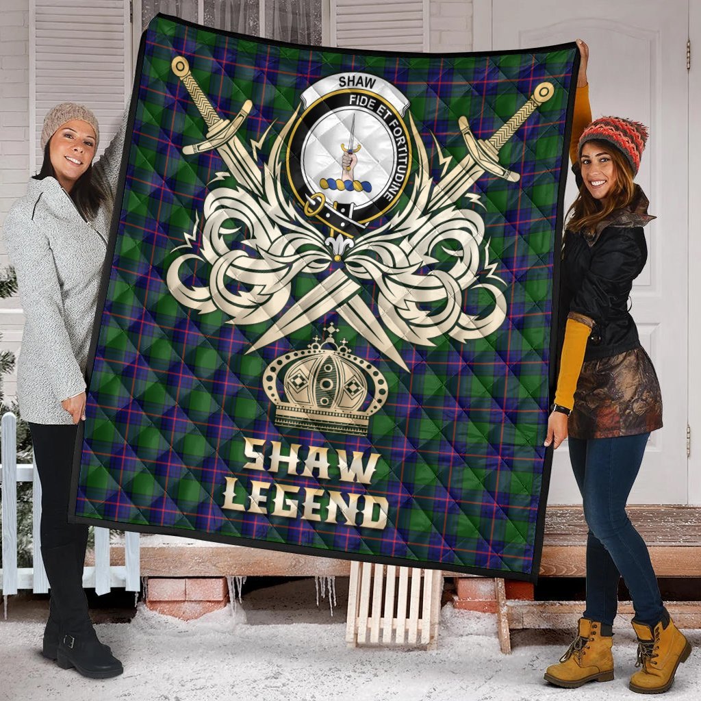 Shaw Modern Tartan Crest Legend Gold Royal Premium Quilt