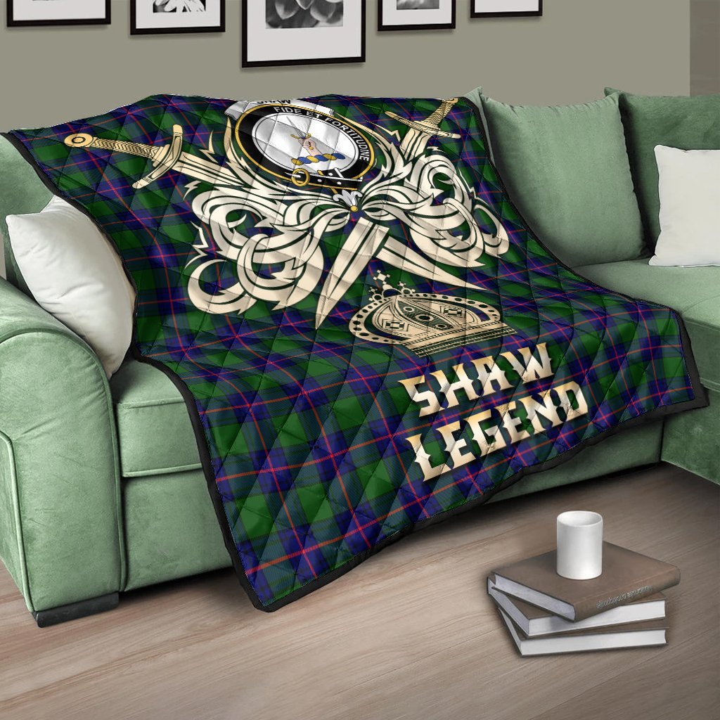 Shaw Modern Tartan Crest Legend Gold Royal Premium Quilt