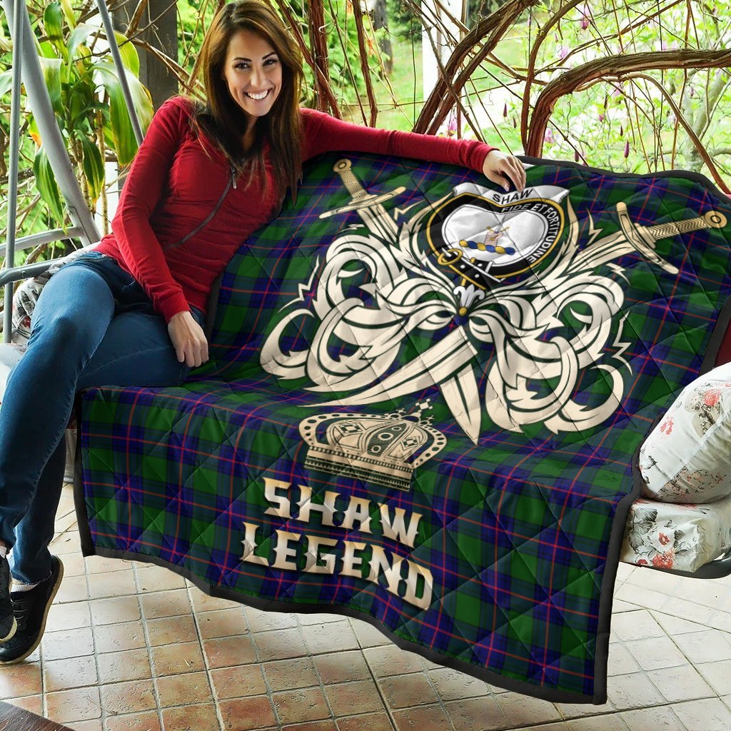 Shaw Modern Tartan Crest Legend Gold Royal Premium Quilt