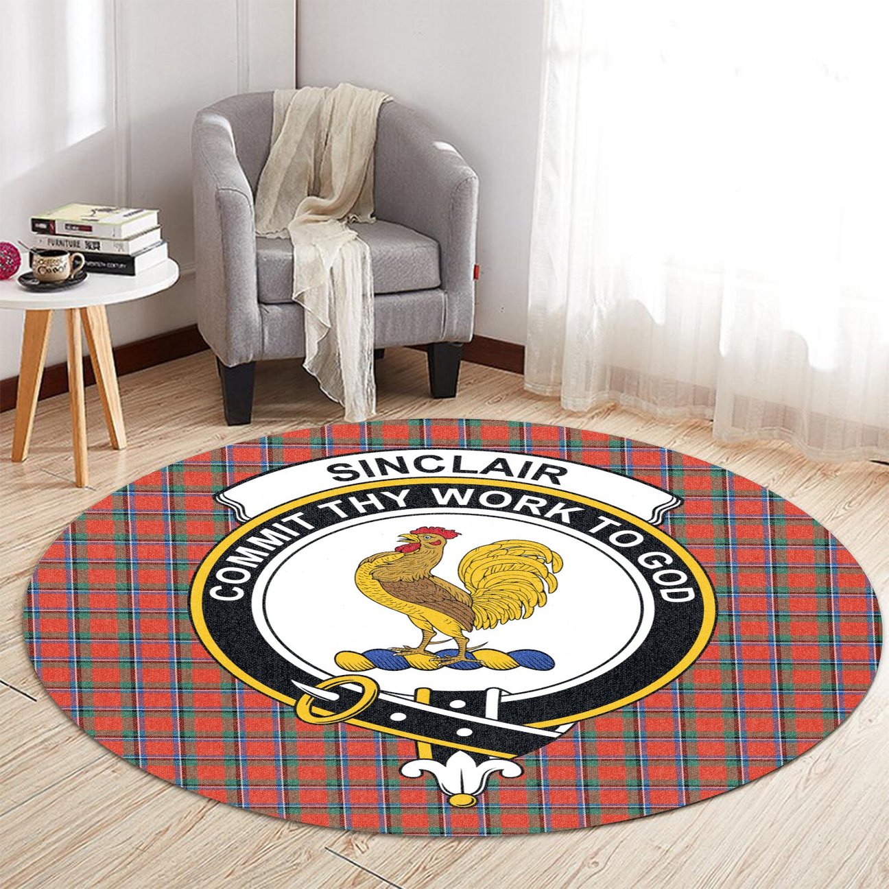 Sinclair Ancient Tartan Crest Round Rug