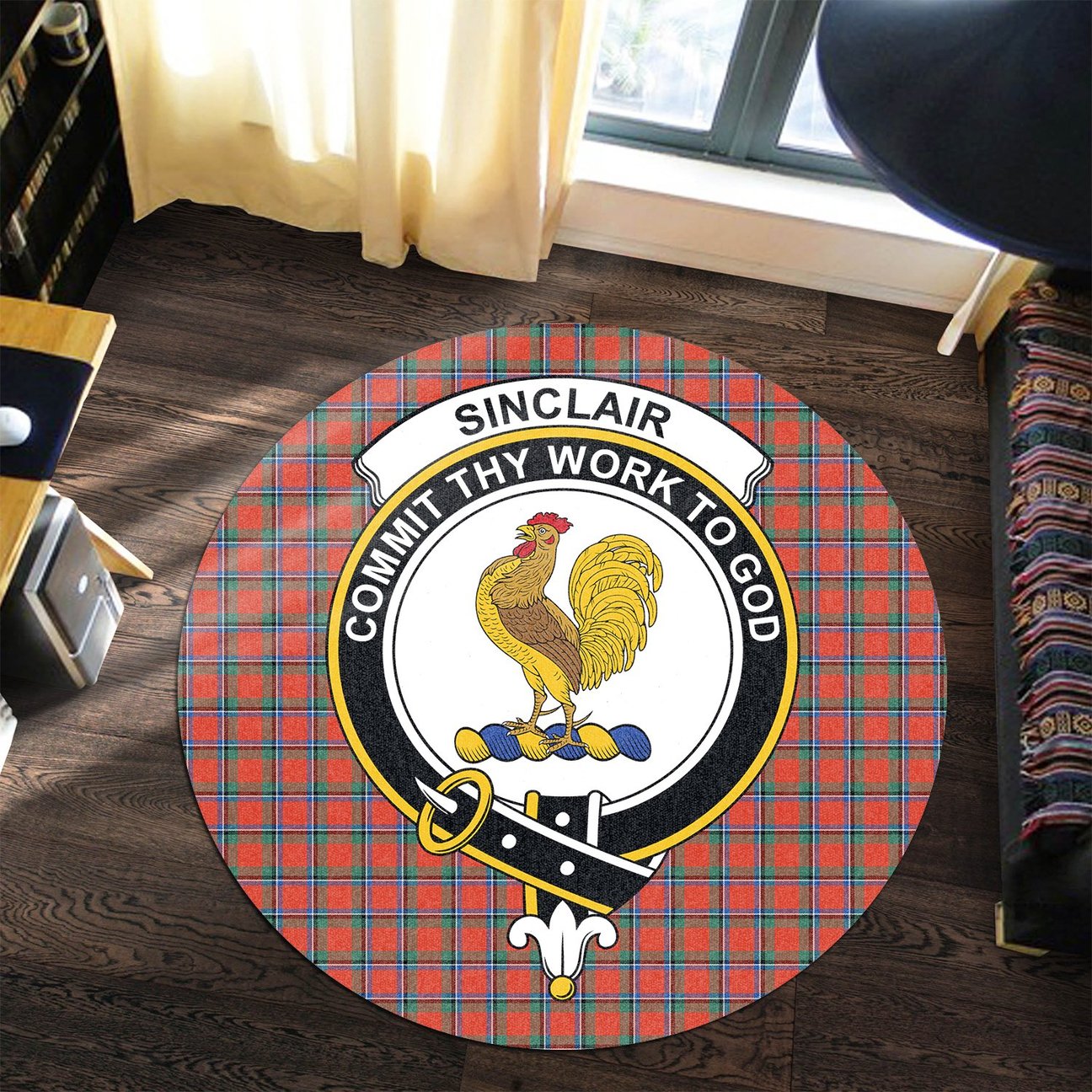 Sinclair Ancient Tartan Crest Round Rug