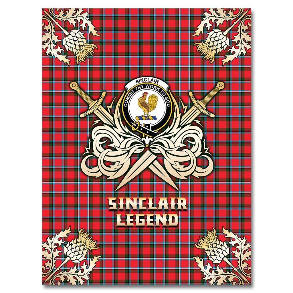 Sinclair Modern Tartan Gold Courage Symbol Blanket