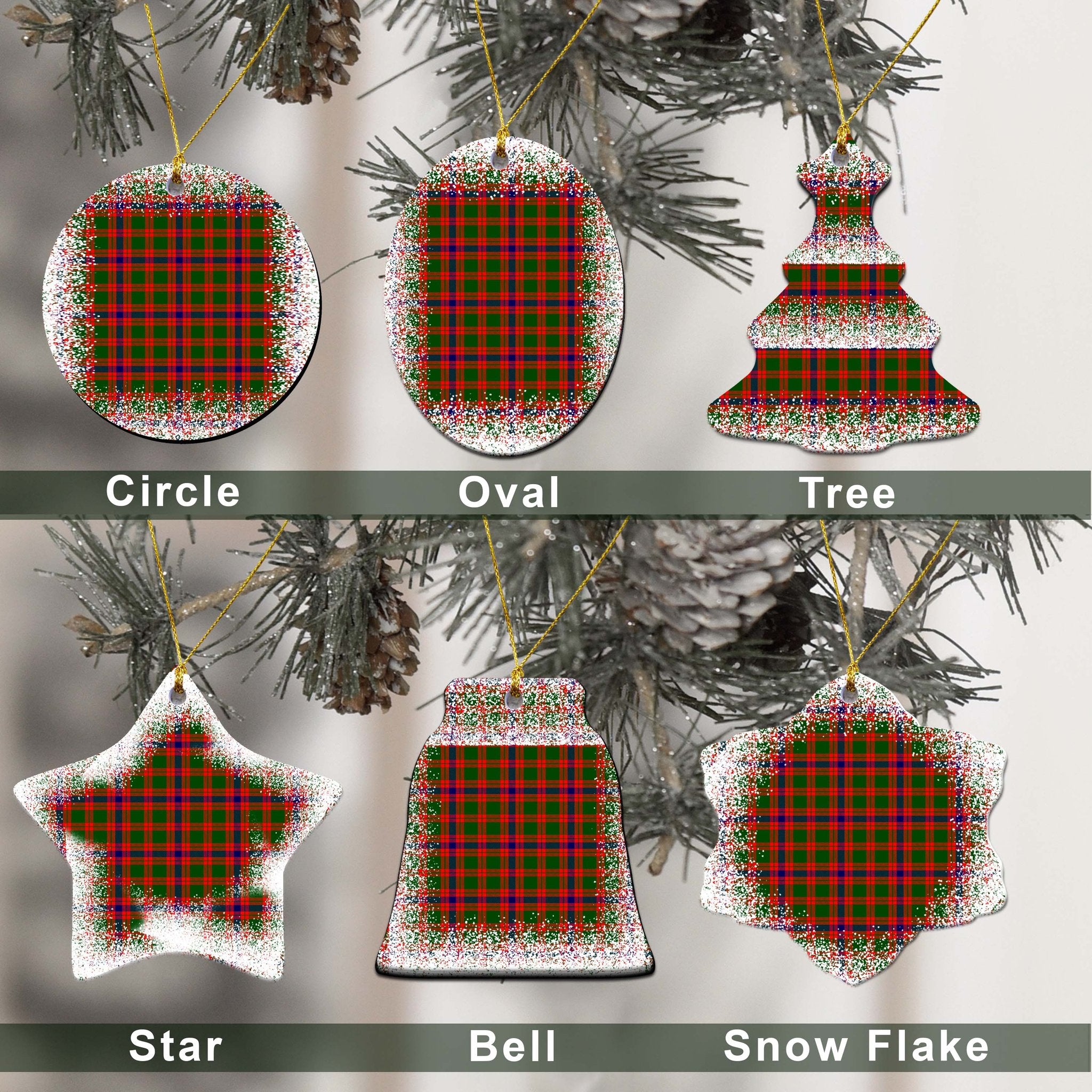 Skene Tartan Christmas Ceramic Ornament - Snow Style