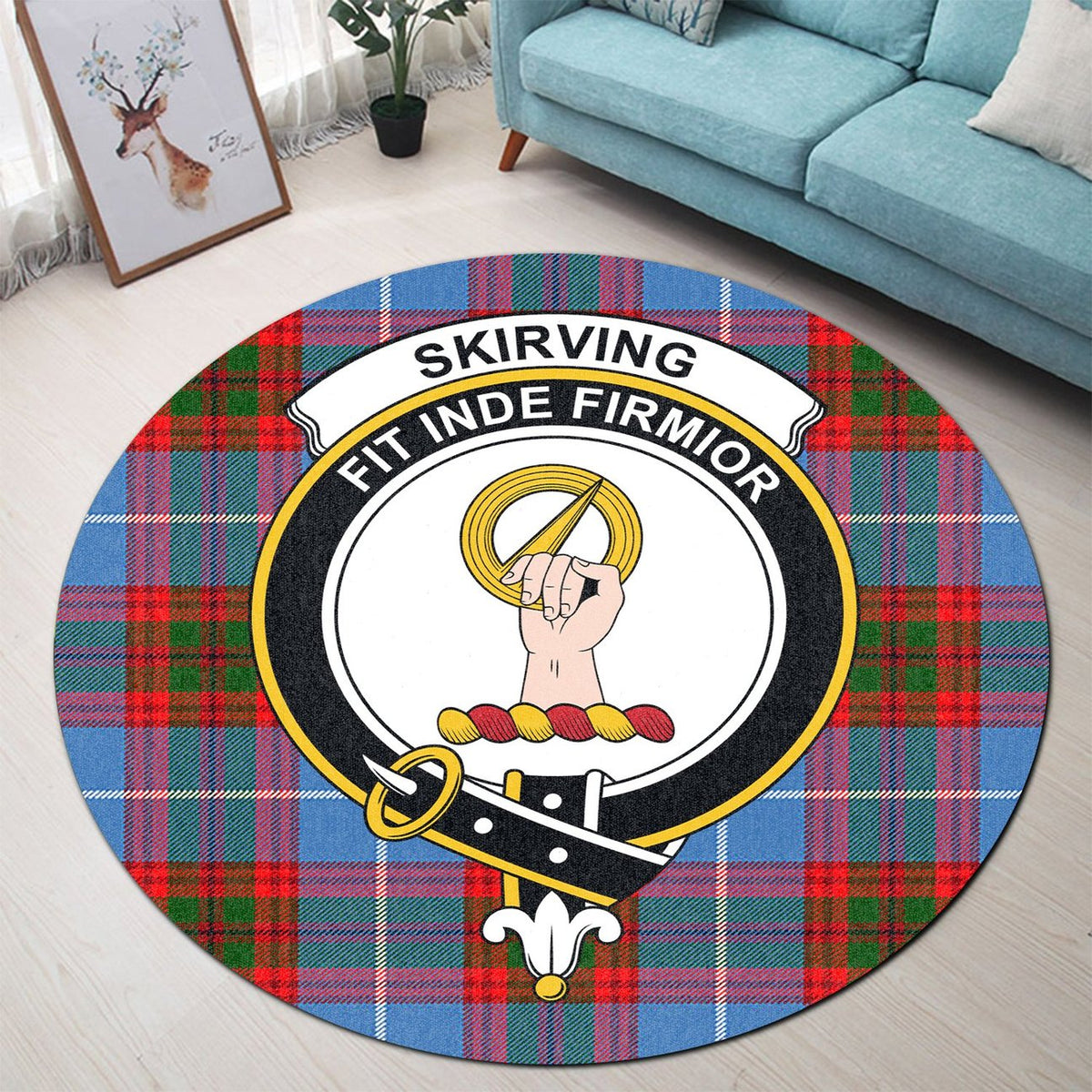 Skirving Tartan Crest Round Rug