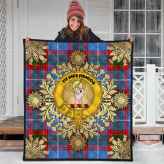 Skirving Tartan Crest Premium Quilt - Gold Thistle Style