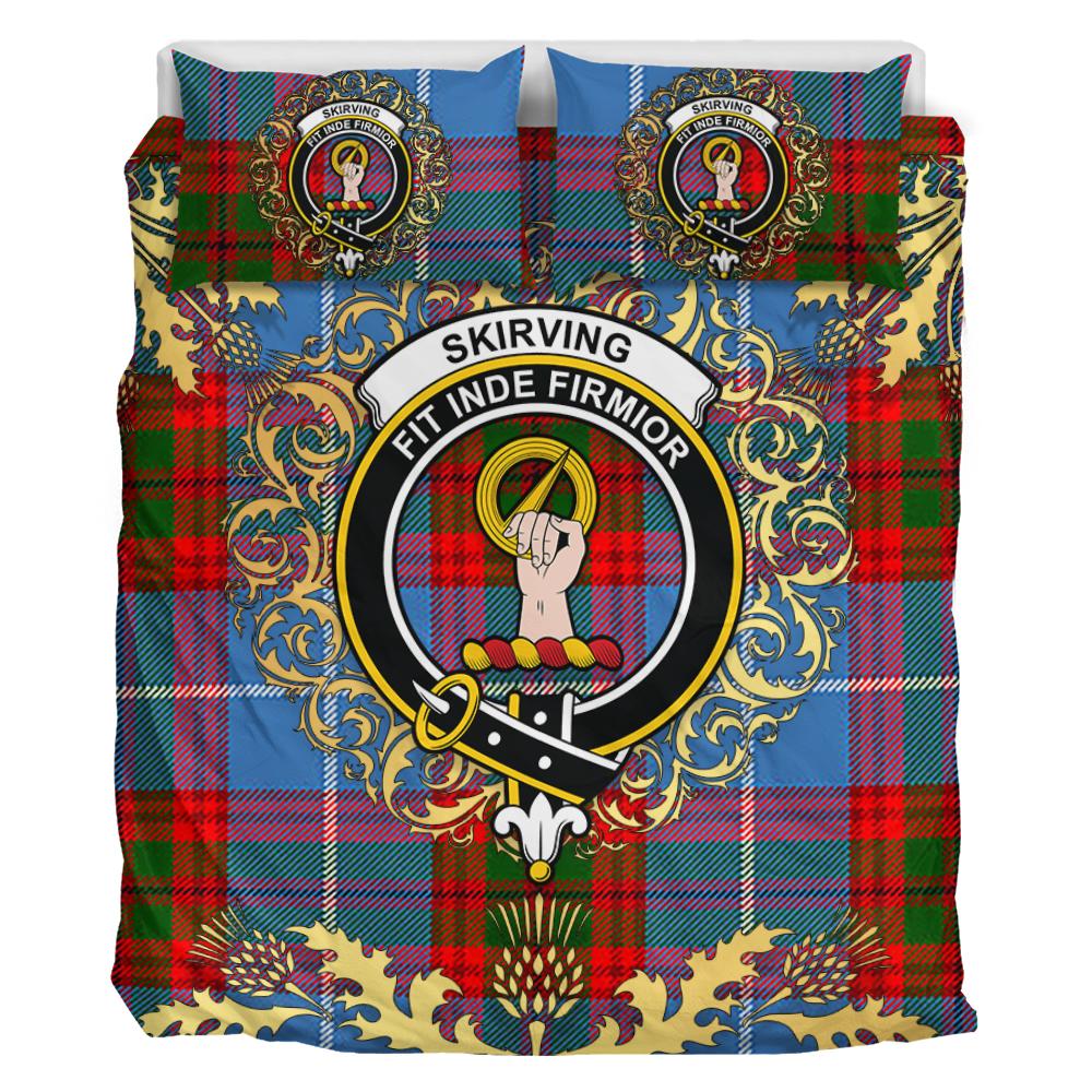 Skirving Tartan Crest Bedding Set - Golden Thistle Style