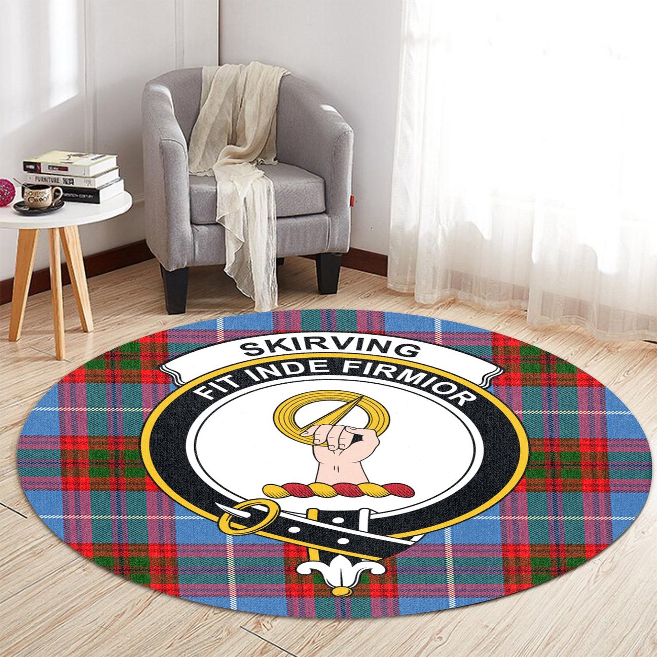 Skirving Tartan Crest Round Rug