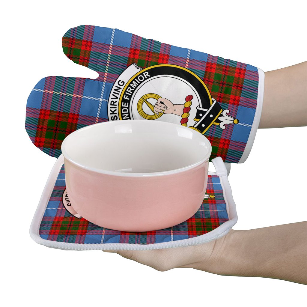 Skirving Tartan Crest Oven Mitt And Pot Holder (2 Oven Mitts + 1 Pot Holder)