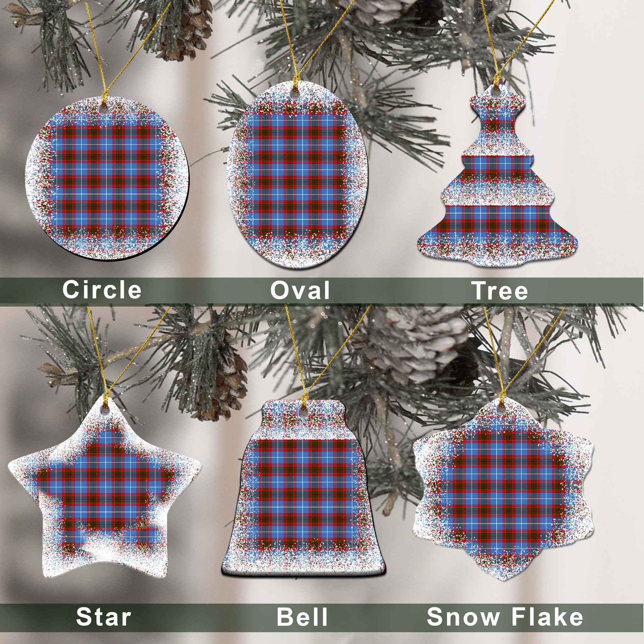 Spalding Tartan Christmas Ceramic Ornament - Snow Style