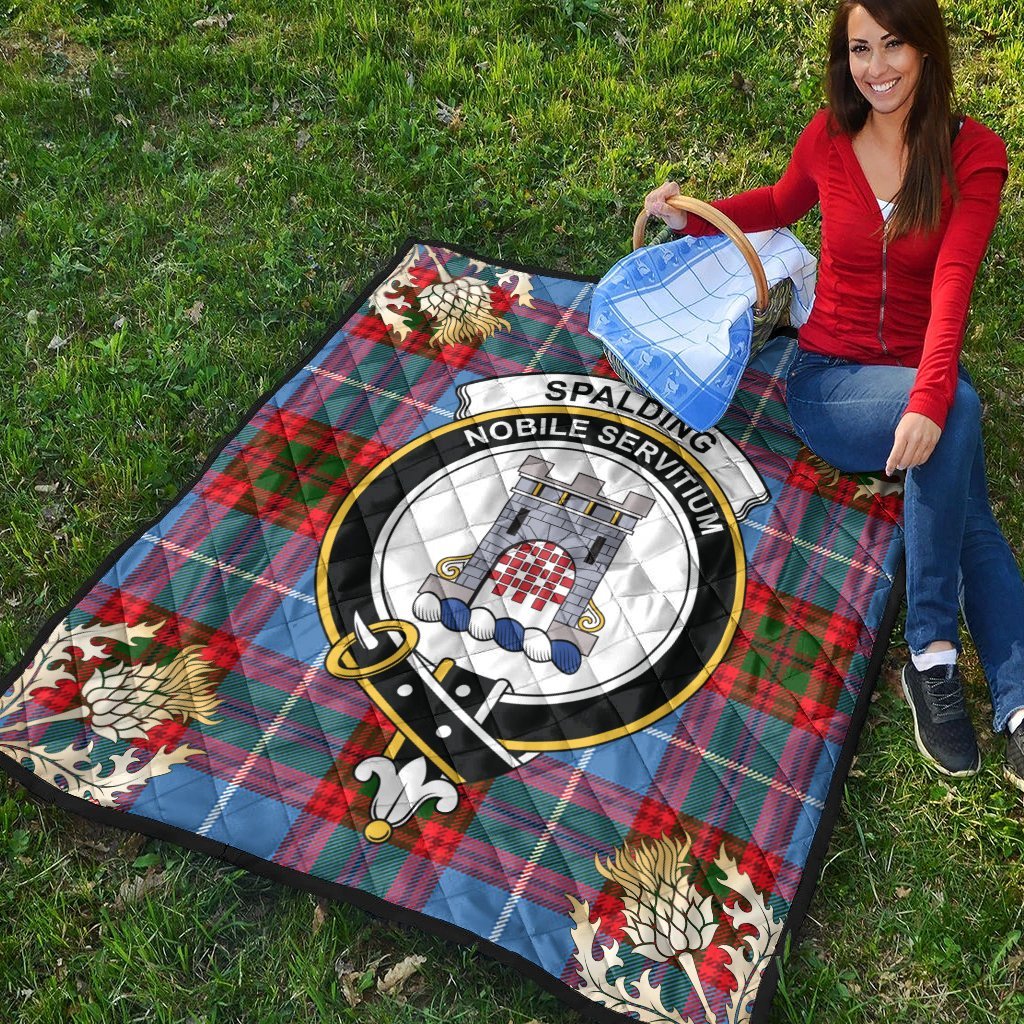 Spalding Tartan Crest Premium Quilt - Gold Thistle Style