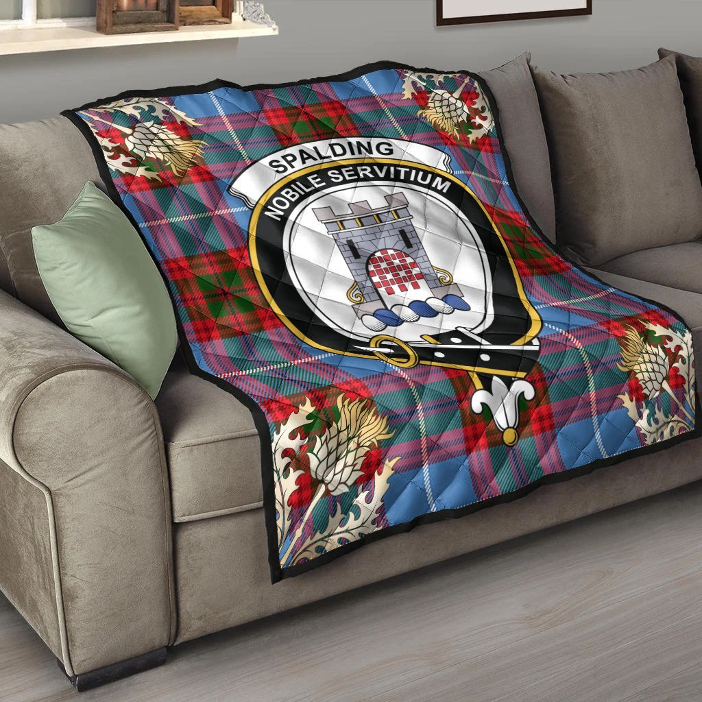 Spalding Tartan Crest Premium Quilt - Gold Thistle Style