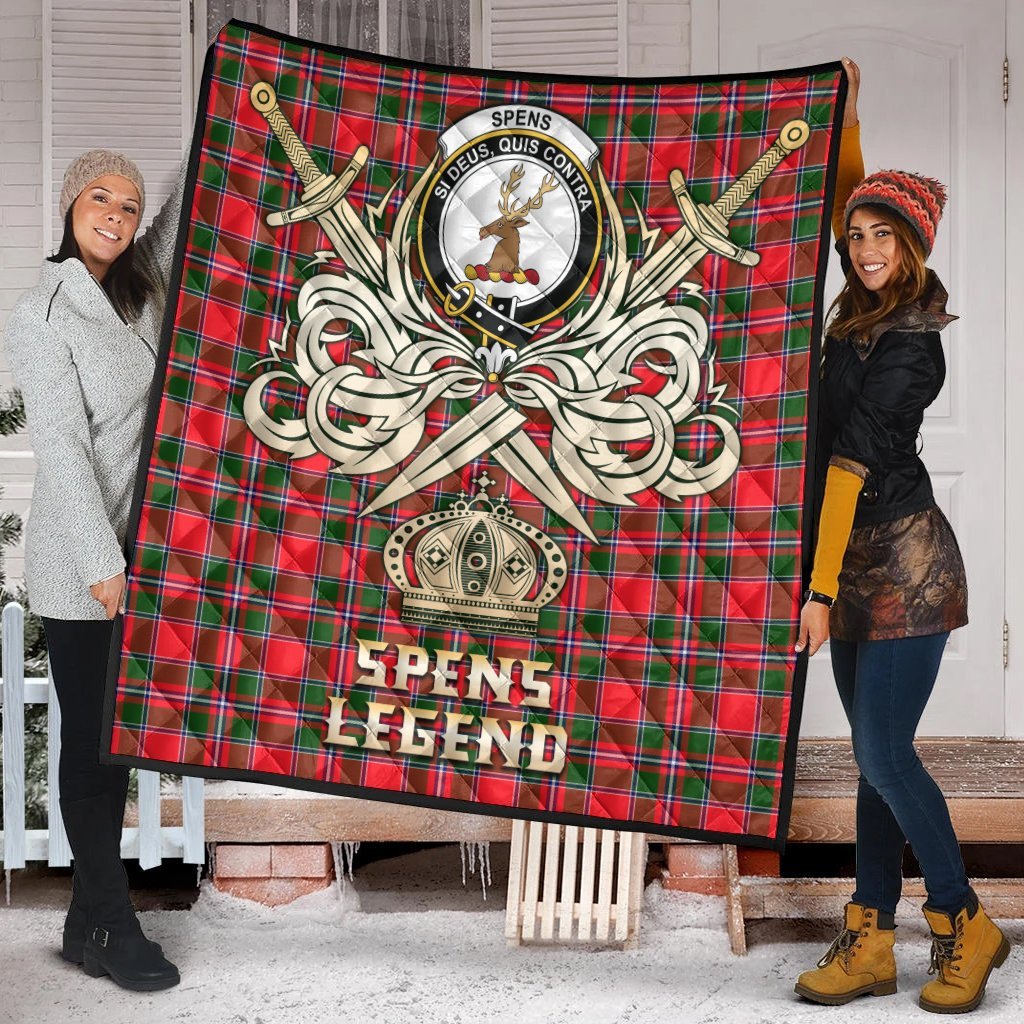 Spens Modern Tartan Crest Legend Gold Royal Premium Quilt