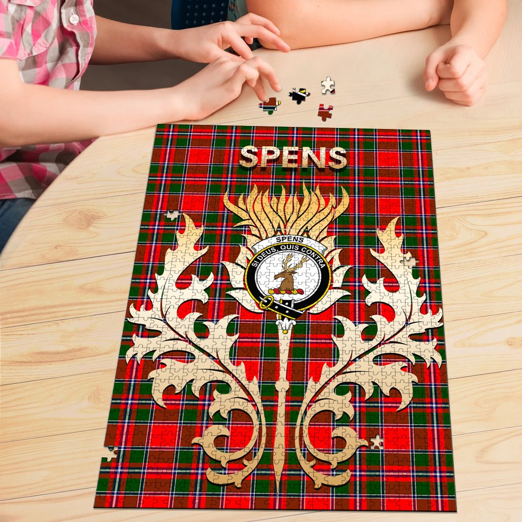 Spens Modern Tartan Crest Thistle Jigsaw Puzzles