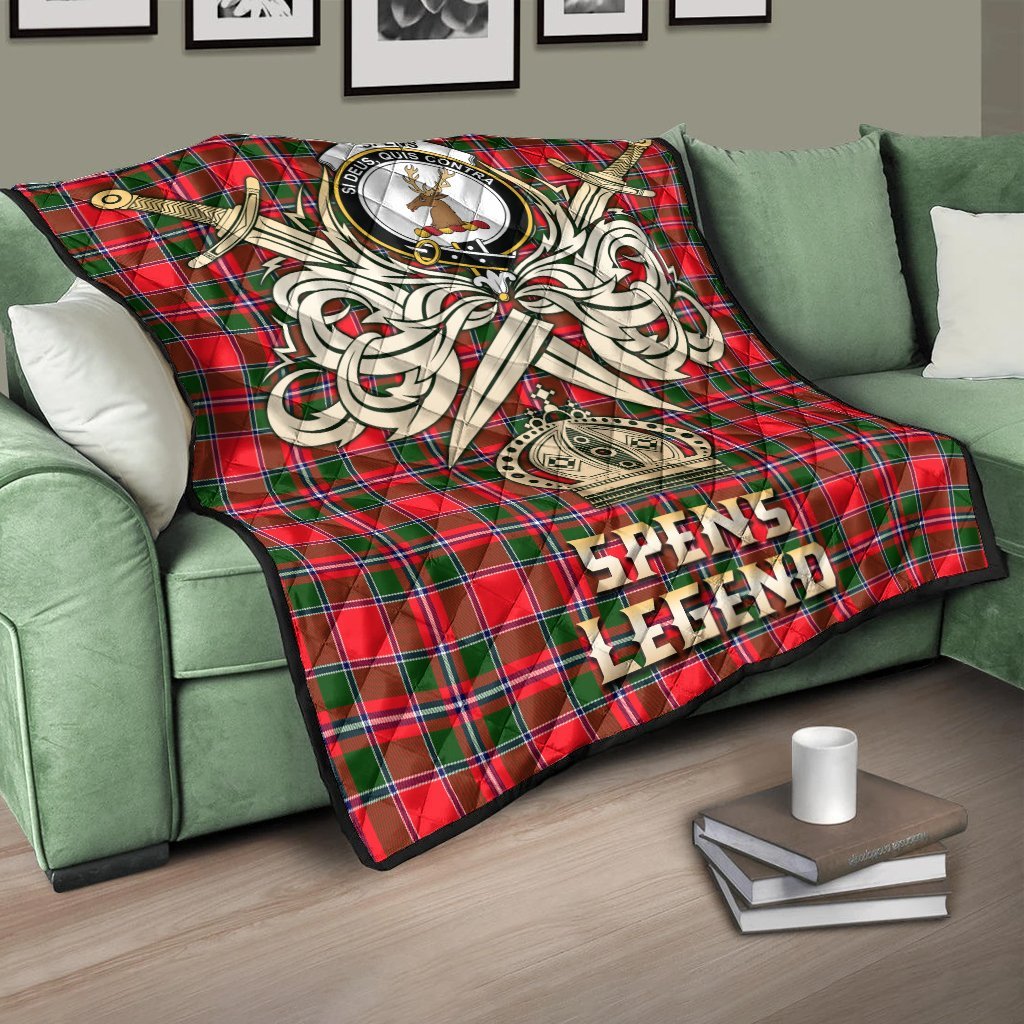 Spens Modern Tartan Crest Legend Gold Royal Premium Quilt