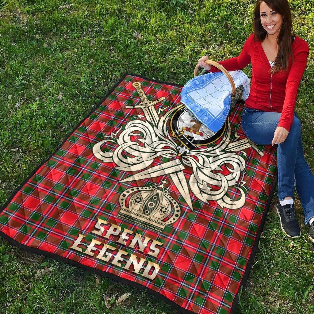 Spens Modern Tartan Crest Legend Gold Royal Premium Quilt