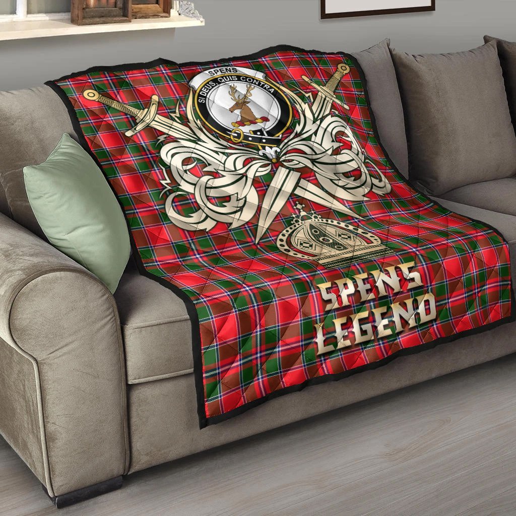 Spens Modern Tartan Crest Legend Gold Royal Premium Quilt