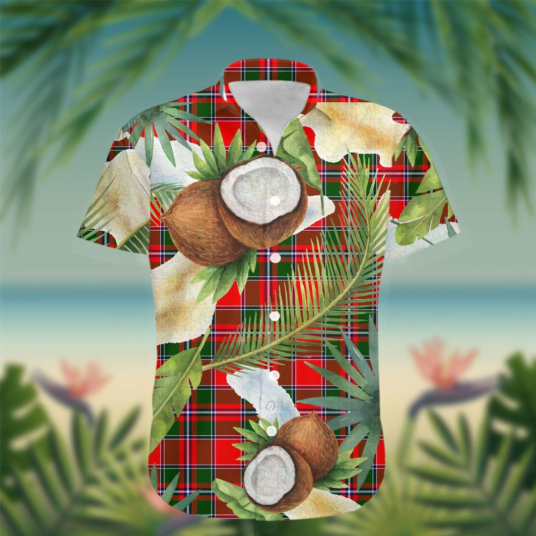 Spens (or Spence) Tartan Hawaiian Shirt Hibiscus, Coconut, Parrot, Pineapple - Tropical Garden Shirt