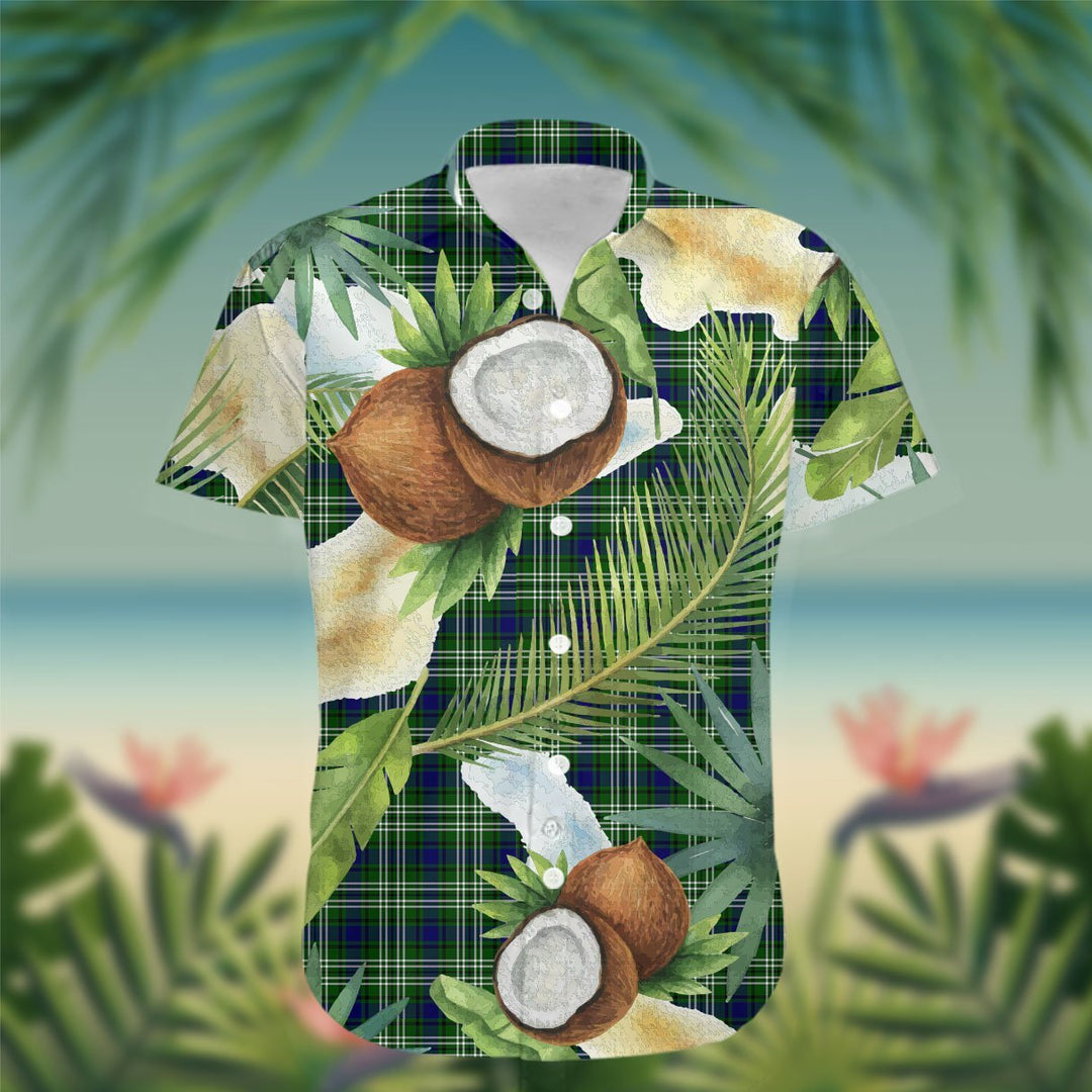 Spottiswood Tartan Hawaiian Shirt Hibiscus, Coconut, Parrot, Pineapple - Tropical Garden Shirt