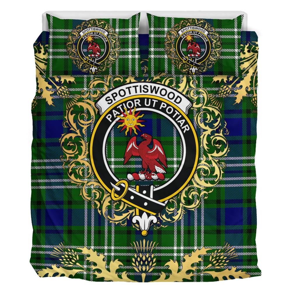 Spottiswood Tartan Crest Bedding Set - Golden Thistle Style