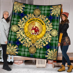 Spottiswood Tartan Crest Premium Quilt - Gold Thistle Style