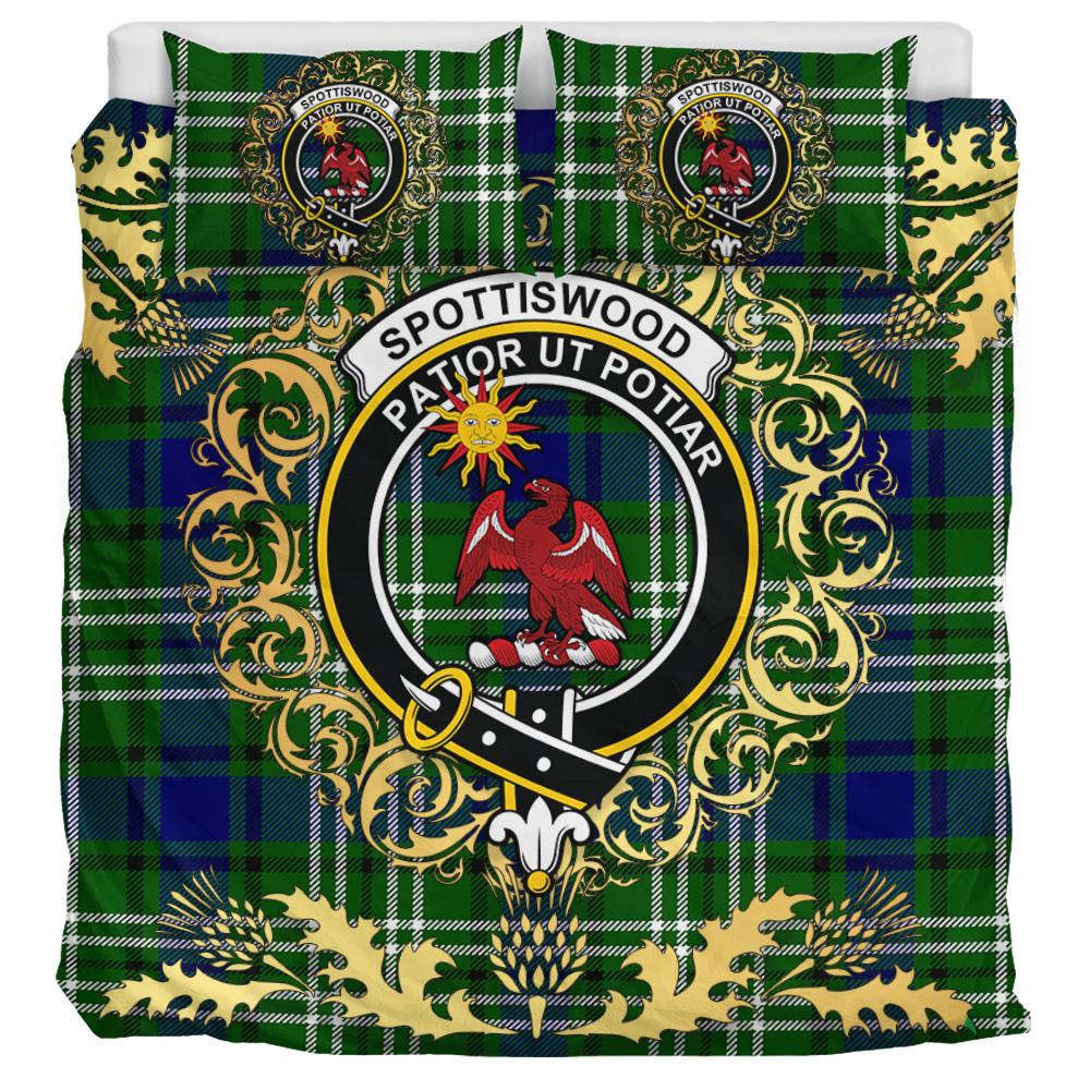 Spottiswood Tartan Crest Bedding Set - Golden Thistle Style