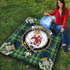 Spottiswood Tartan Crest Premium Quilt - Gold Thistle Style