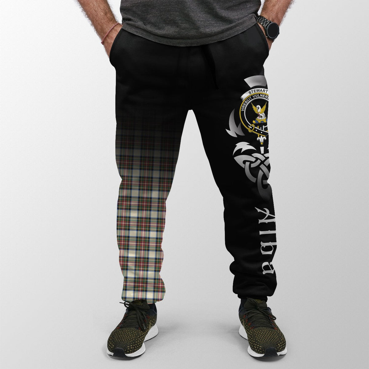 Stewart Dress Ancient Tartan Crest Jogger Sweatpants - Alba Celtic Style