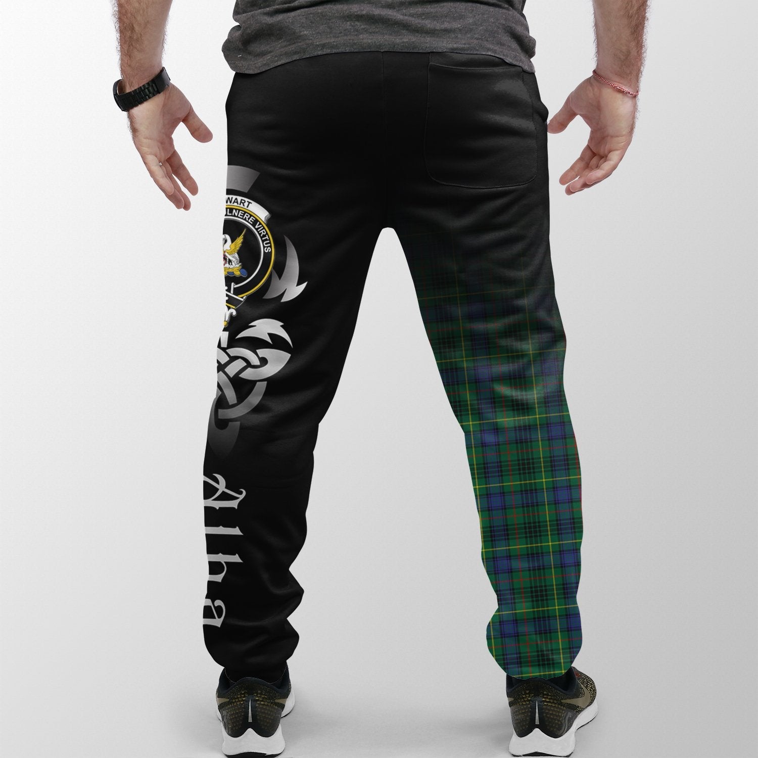 Stewart Hunting Modern Tartan Crest Jogger Sweatpants - Alba Celtic Style