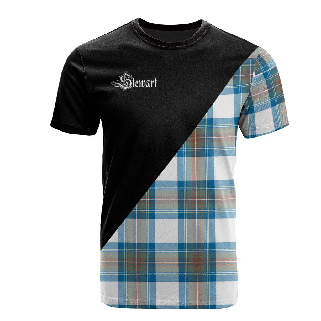 Stewart Muted Blue Tartan - Military T-Shirt