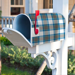 Stewart Muted Blue Tartan Crest Mailbox