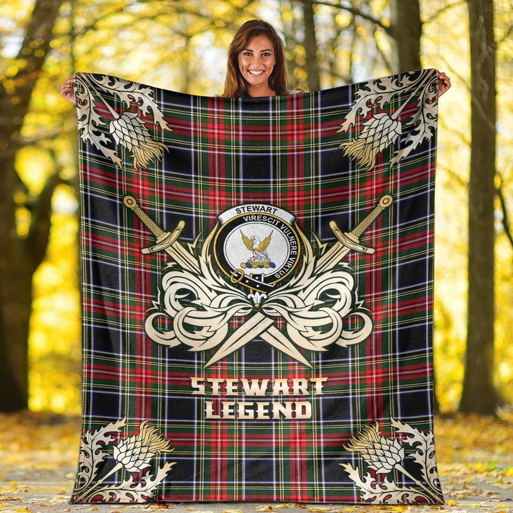 Stewart Black Tartan Gold Courage Symbol Blanket