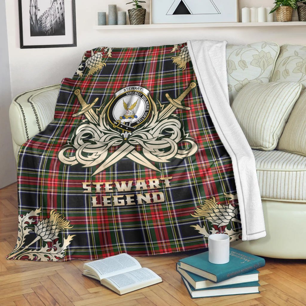 Stewart Black Tartan Gold Courage Symbol Blanket