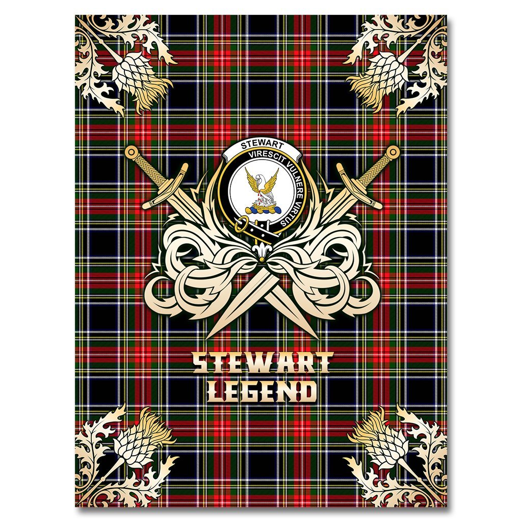 Stewart Black Tartan Gold Courage Symbol Blanket