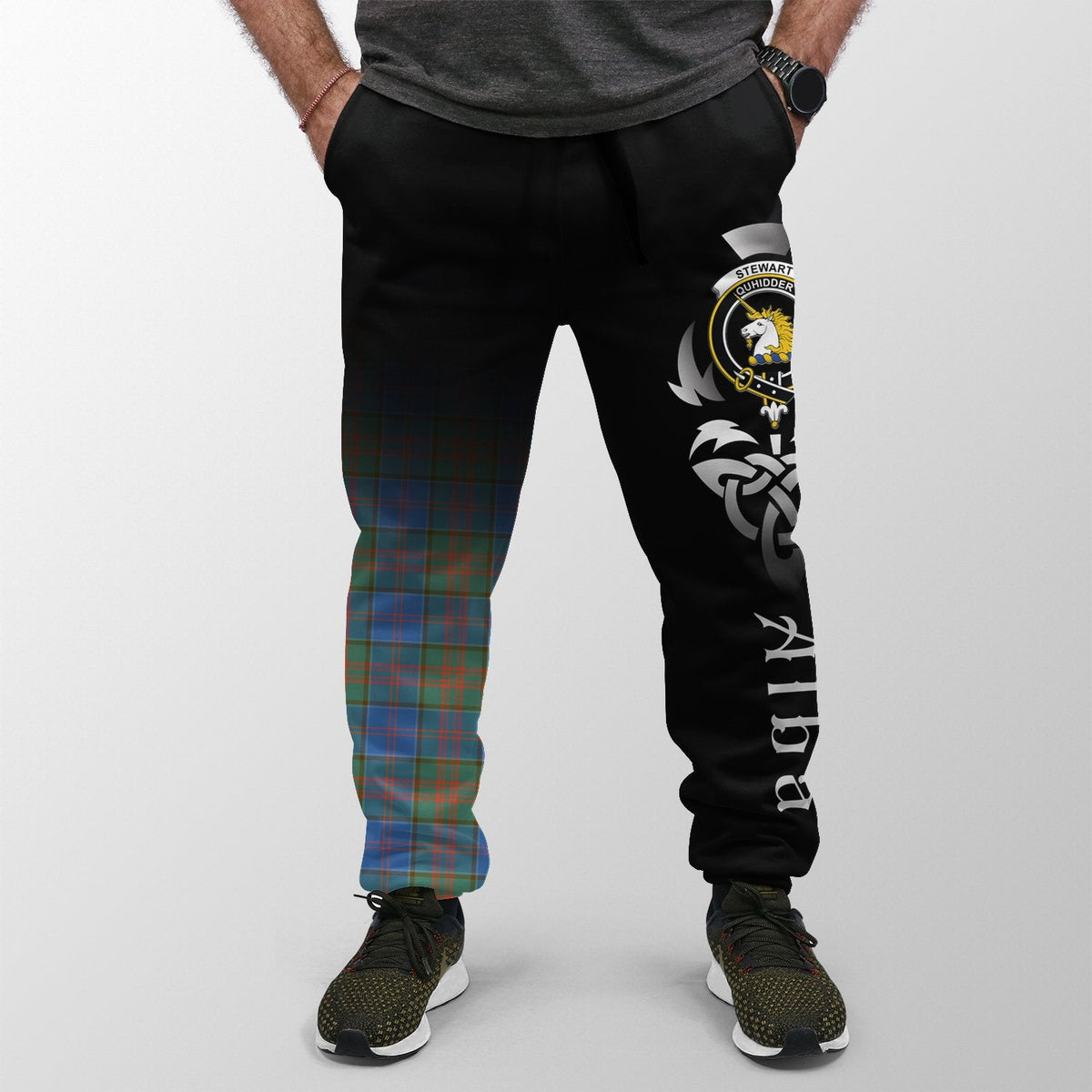 Stewart Of Appin Hunting Ancient Tartan Crest Jogger Sweatpants - Alba Celtic Style