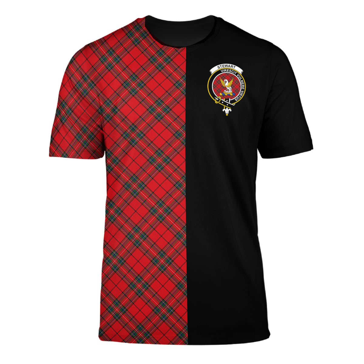 Stewart of Galloway Tartan T-Shirt Half of Me - Cross Style