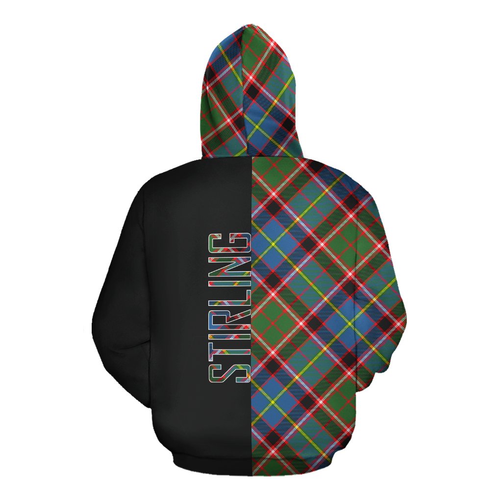 Stirling Bannockburn Tartan Hoodie Half of Me - Cross Style