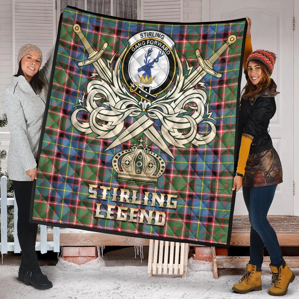 Stirling Bannockburn Tartan Crest Legend Gold Royal Premium Quilt