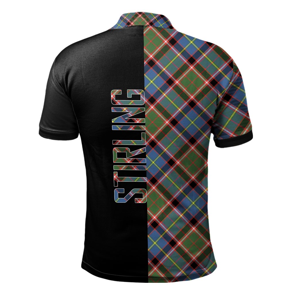 Stirling Bannockburn Tartan Polo Shirt Half of Me - Cross Style