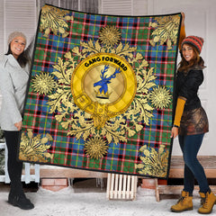 Stirling Bannockburn Tartan Crest Premium Quilt - Gold Thistle Style