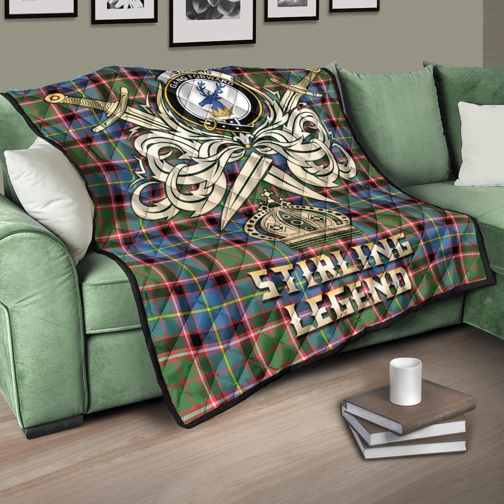 Stirling Bannockburn Tartan Crest Legend Gold Royal Premium Quilt