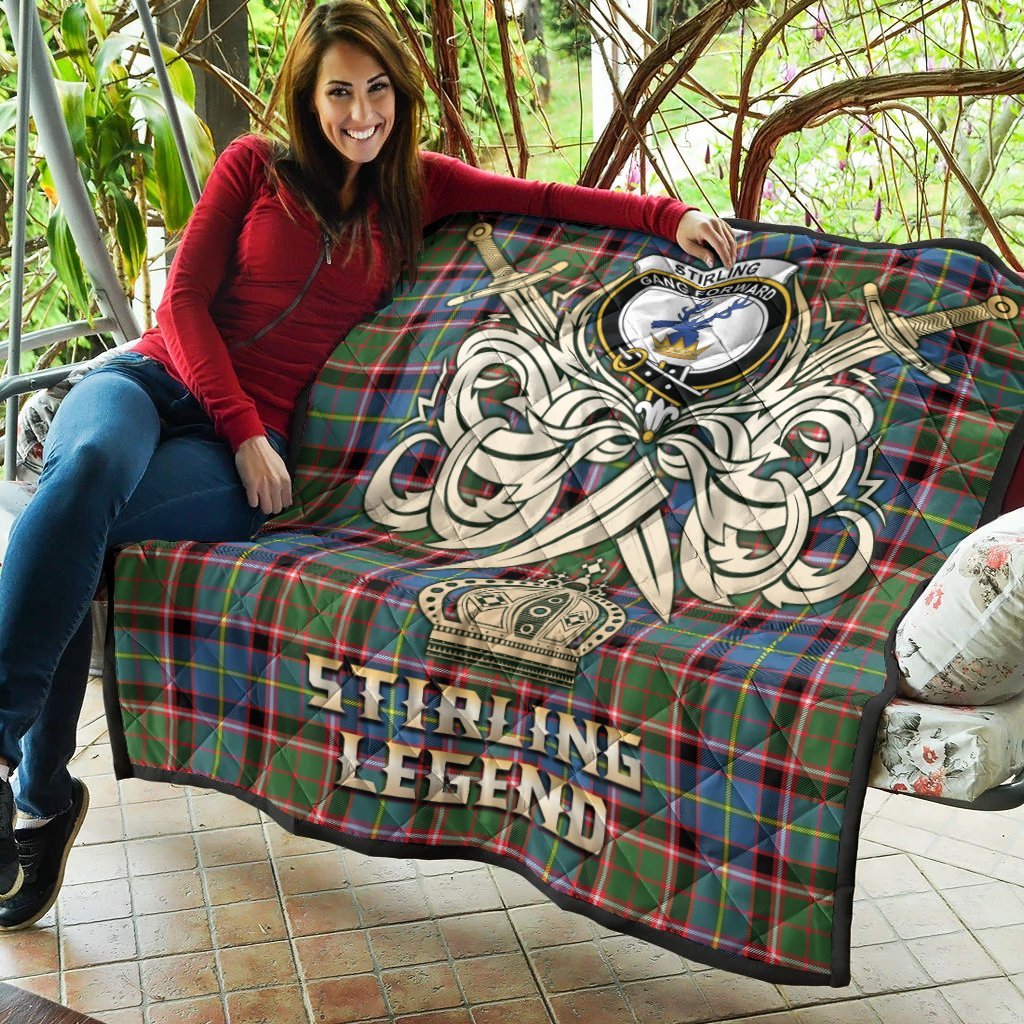 Stirling Bannockburn Tartan Crest Legend Gold Royal Premium Quilt