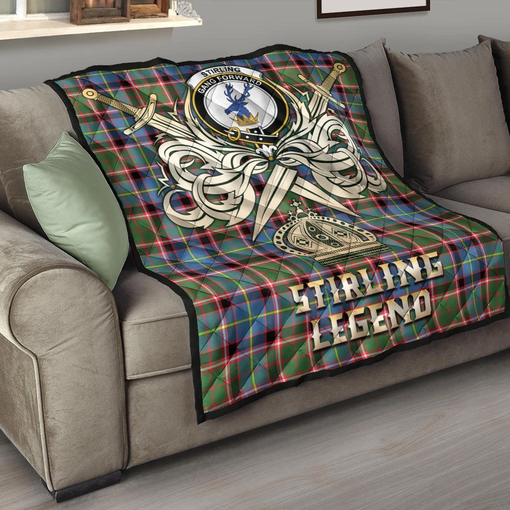 Stirling Bannockburn Tartan Crest Legend Gold Royal Premium Quilt