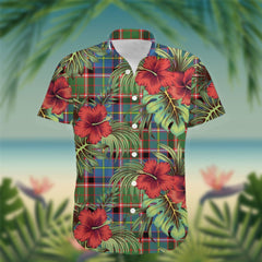 Stirling (of Cadder-Present Chief) Tartan Hawaiian Shirt Hibiscus, Coconut, Parrot, Pineapple - Tropical Garden Shirt