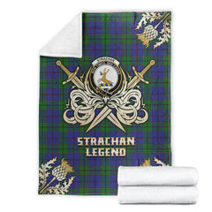 Strachan Tartan Gold Courage Symbol Blanket